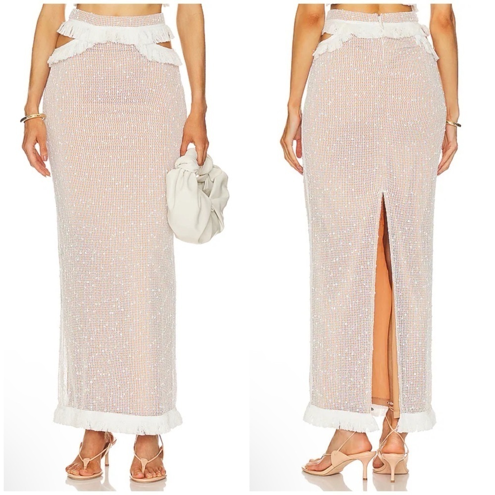 Michael Costello x REVOLVE Noomi Maxi Skirt in Ivory Size XS